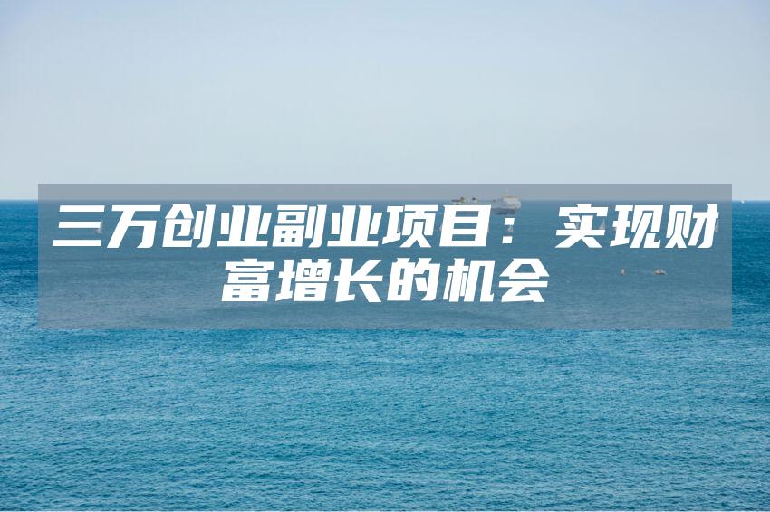 三万创业副业项目:实现财富增长的机会