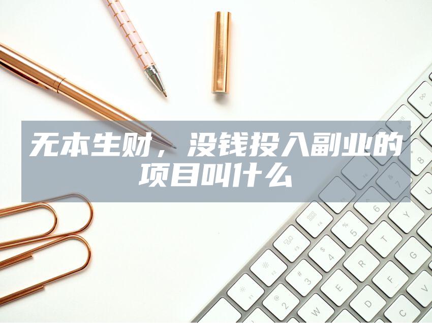 无本生财，没钱投入副业的项目叫什么