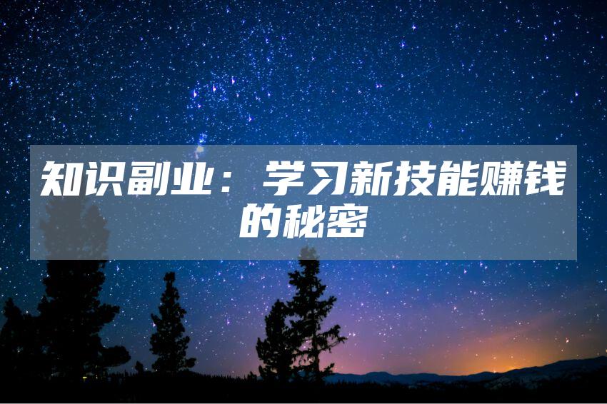 知识副业：学习新技能赚钱的秘密