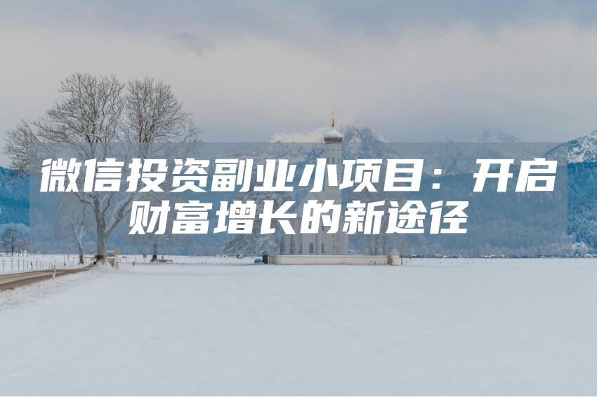 微信投资副业小项目：开启财富增长的新途径