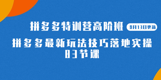 图片[1]-2023拼多多·特训营高阶班：拼多多最新玩法技巧落地实操83节课程（9月13日更新）-云轩资源网